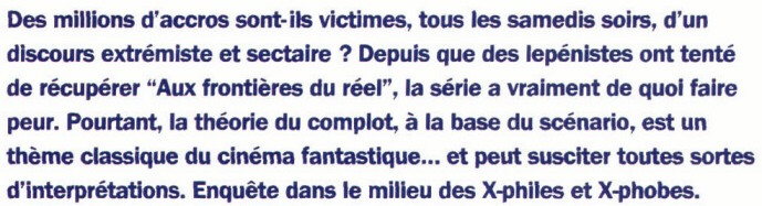 Chapeau d'un article de T�l�rama, n�2448